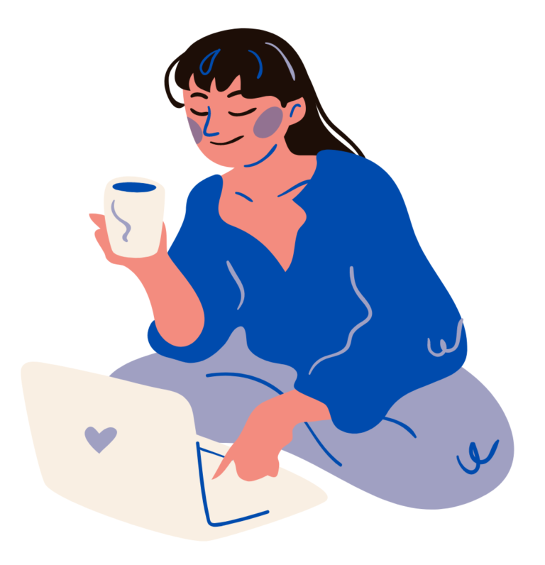Image showing a girl getting therapy online with blue therapy and experiencing calmness